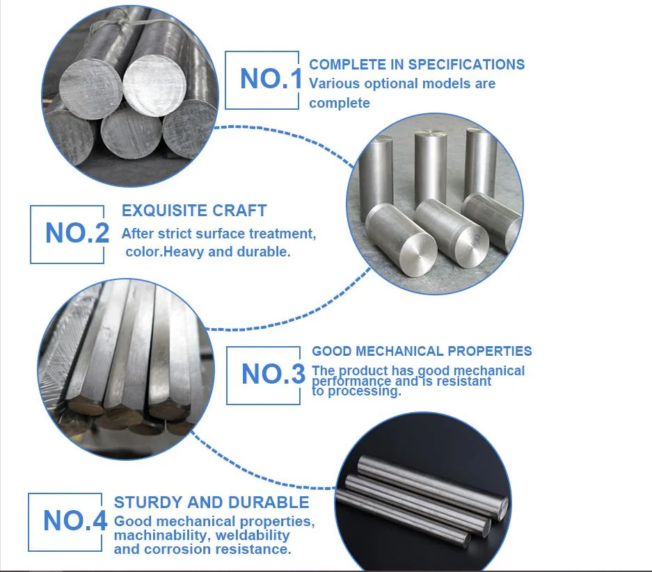 Top Quality 201/202/304/316/316L Cold Drawn Stainless Steel Bright Polished Solid Rod S22053, S25073 Duplex Stainless Steel Round/Square/Flat/Hexagon/Angle Bar