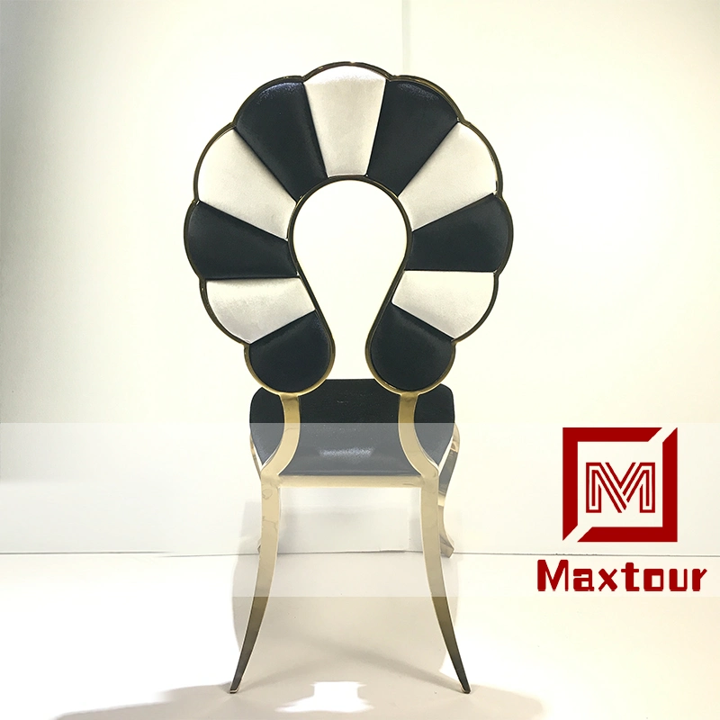 Luxury Round Back Gold Stainless Steel Wedding Dining Chairs