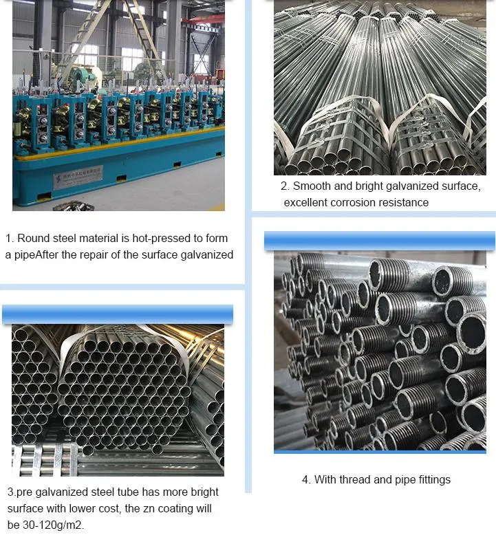 2 Inch Galvanized Pipe 2.5 Inch Galvanized Steel Pipe 1.5 Inch Galvanized Steel Tube