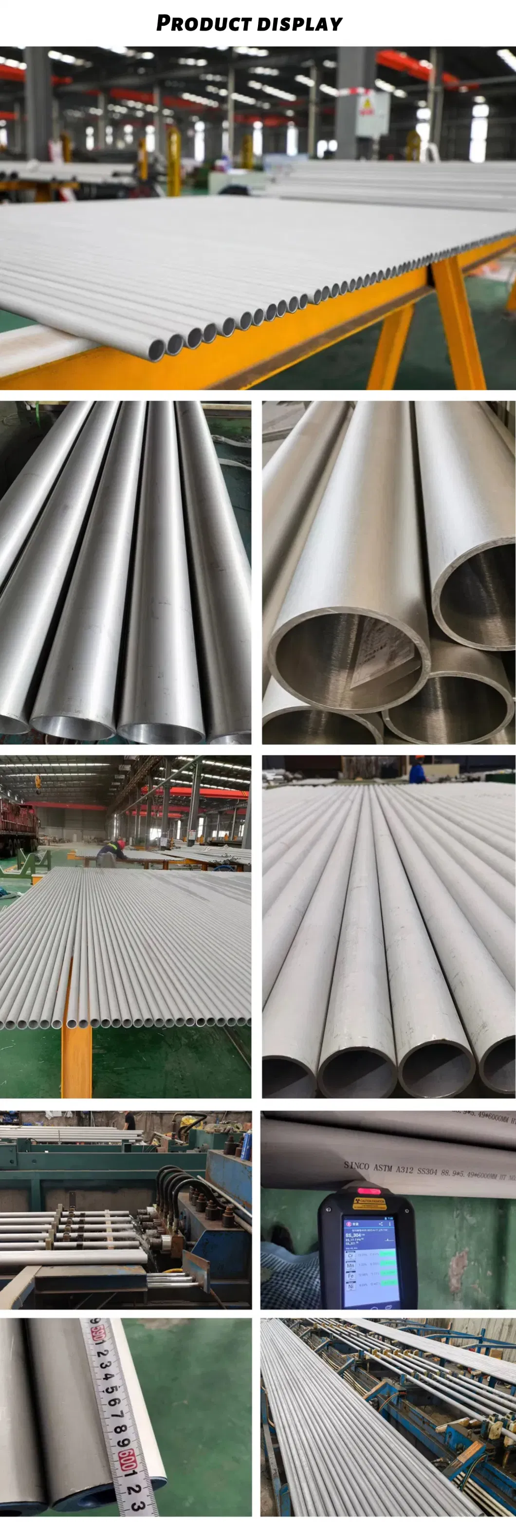 304 Thin-Wall Factory Buildingastm 304 316 Seamless Round Polished Stainless Steel Tubes/Plates