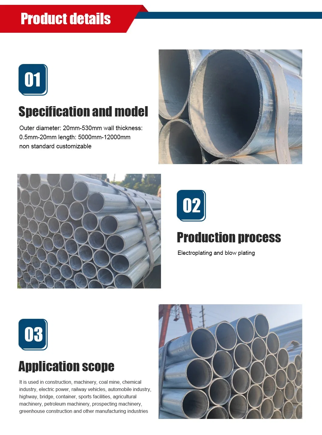 DN400 16&prime;&prime; Galvanized Steel Pipe Hot DIP Galvanized Round Steel Pipe