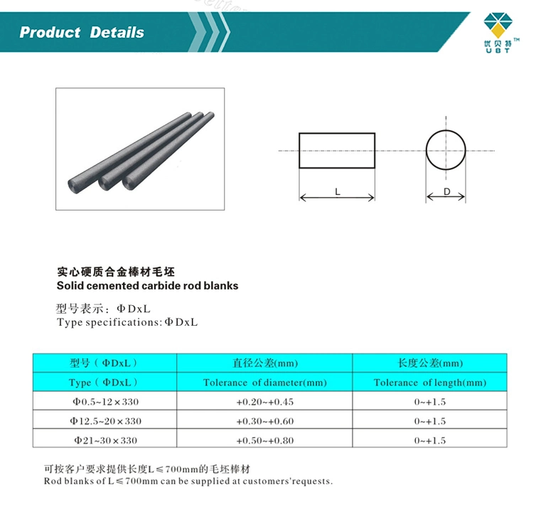Metal Tool Parts Tungsten Carbide Blank Round Bars with Coolant Holes