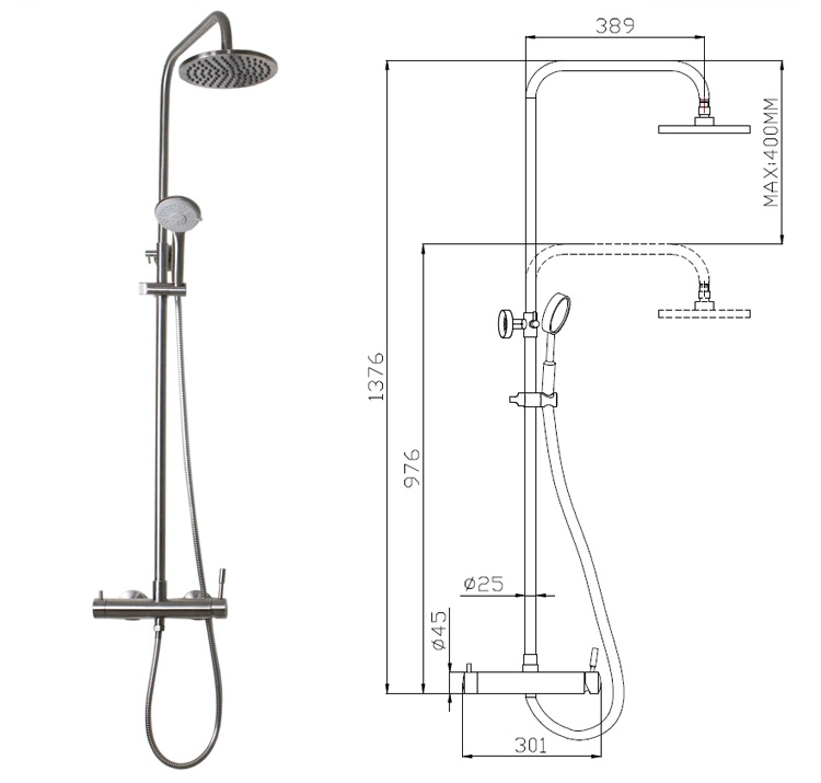 Ablinox Contemporary Bathroom Accessories Stainless Steel Sanitary Ware Shower