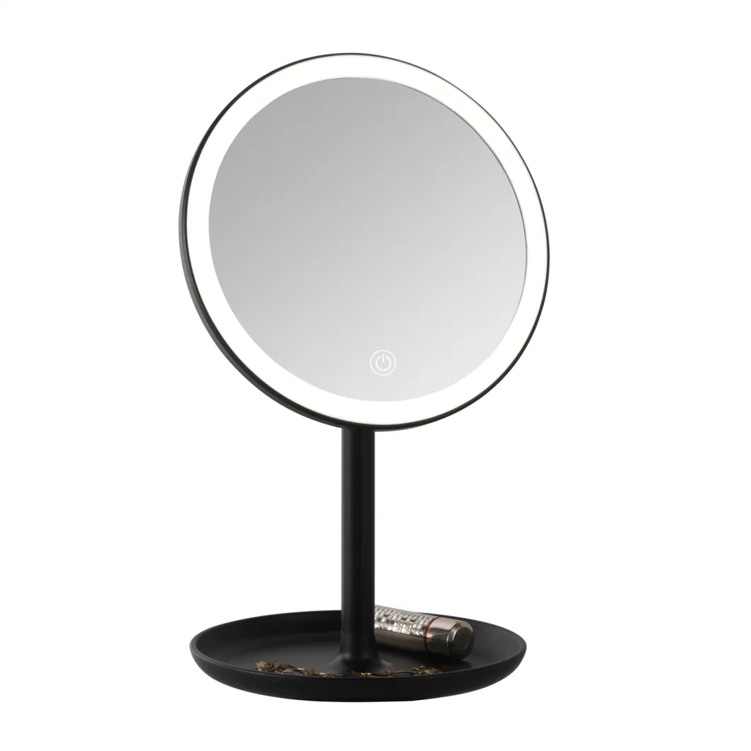 Greenfrom 8 Inches Cordless Round Shape LED Table Mirror