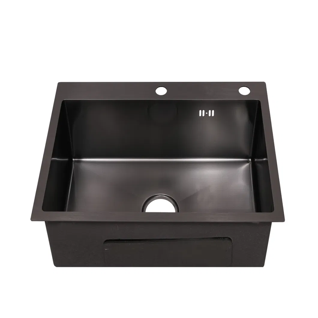 Black Topmount Single Bowl Kitchen Sink R10 Radius Round Corner Stainless Steel Sink