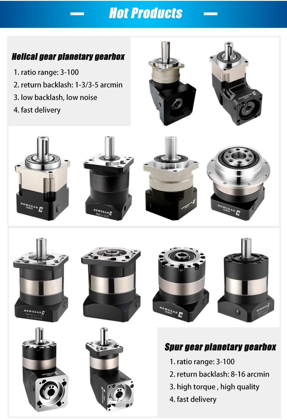 Newgear NEMA34 Stepper Motor Planetary Gearbox Reducer with Aluminum Material