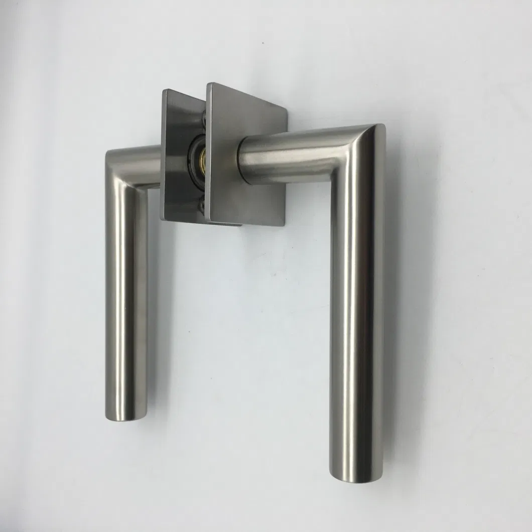 Stainless Steel Round Rosette Tube Wooden Door Hollow Lever Handle