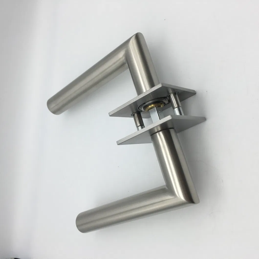 Stainless Steel Round Rosette Tube Wooden Door Hollow Lever Handle
