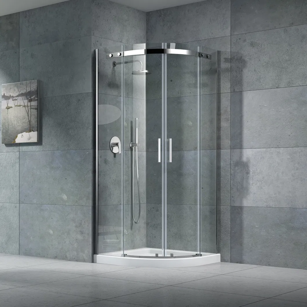 Stainless Steel Tempered Glass Two Sliding Shower Room with Silver Aluminum Frame (JP13)