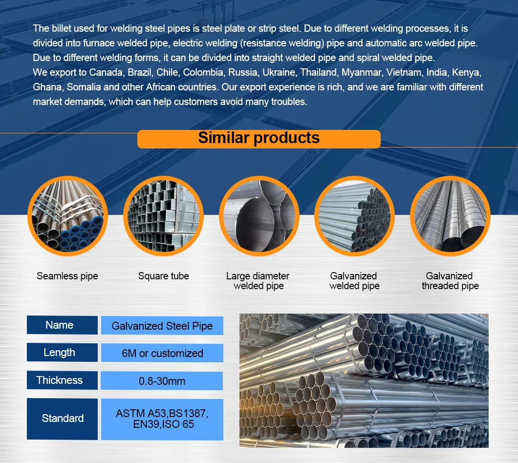 Wholesale Galvanized Steel Pipe 50mm Round Square Cheap Hot Dipped Welded Tube for mechanical