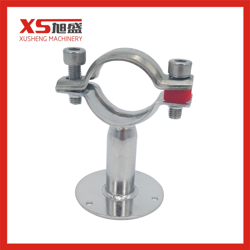 1.5 Inch SS316L Saniatry Stainless Steel Round Pipe Holeder with Handle Bar Flange Ends