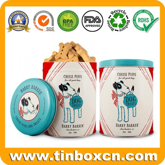 Empty Round Metal Pet Food Tins for Dog Biscuits Cookies