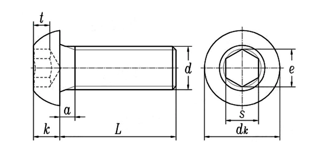 SS304 Stainless Steel Button Head Hexagon Socket Round Head Screw