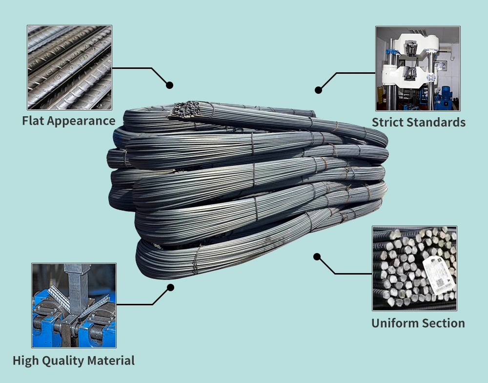 Factory Direct Sales ASTM Carbon Steel Hot-Rolled/Cold-Rolled Deformed Spiral Construction Steel Bars 6mm 8mm 12mm Building Materials Straight Round Steel Rebar