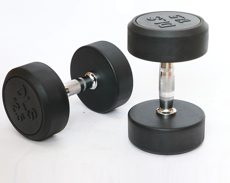 Cast Iron Fitness Equipment Round Head Rubber Dumbell