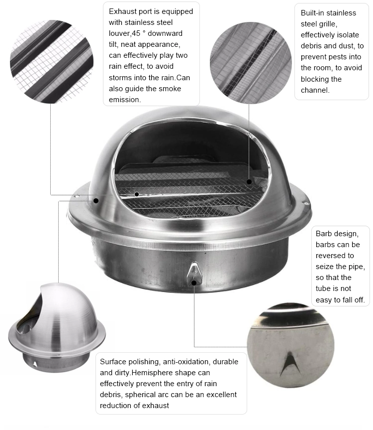 Stainless Steel 201 304 Round Waterproof Air Vent Cap for Ventilation Vent