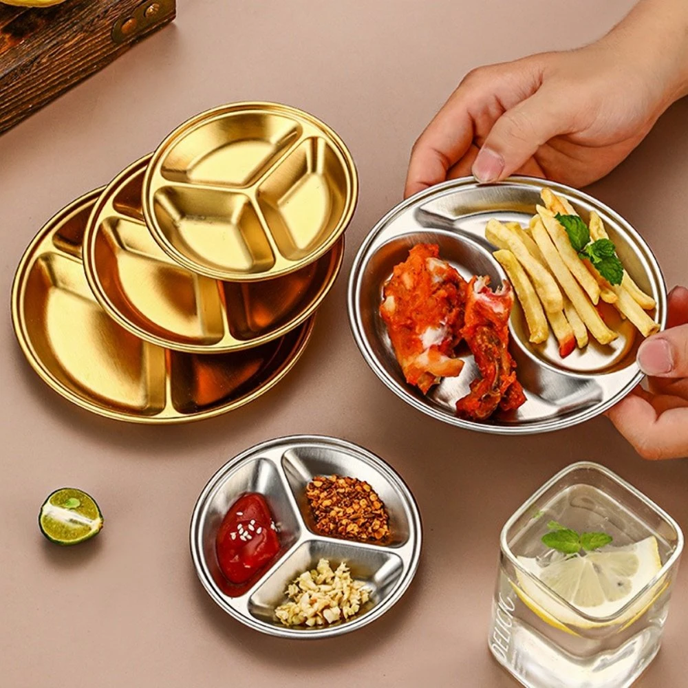 Stainless Steel Circular Partition Plate Sauce Plate