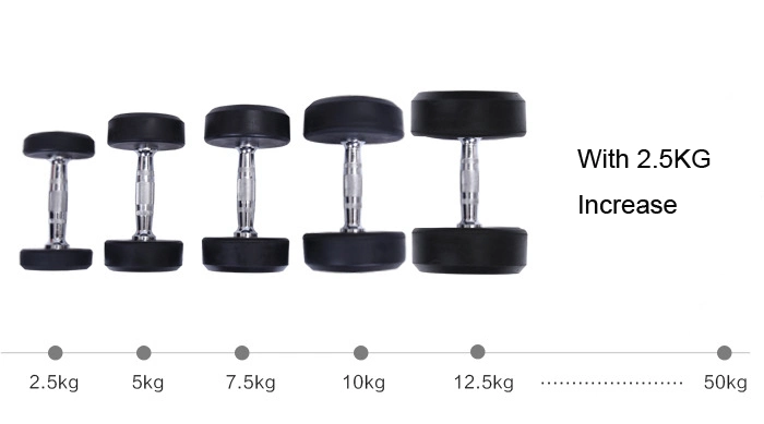 Cast Iron Fitness Equipment Round Head Rubber Dumbell