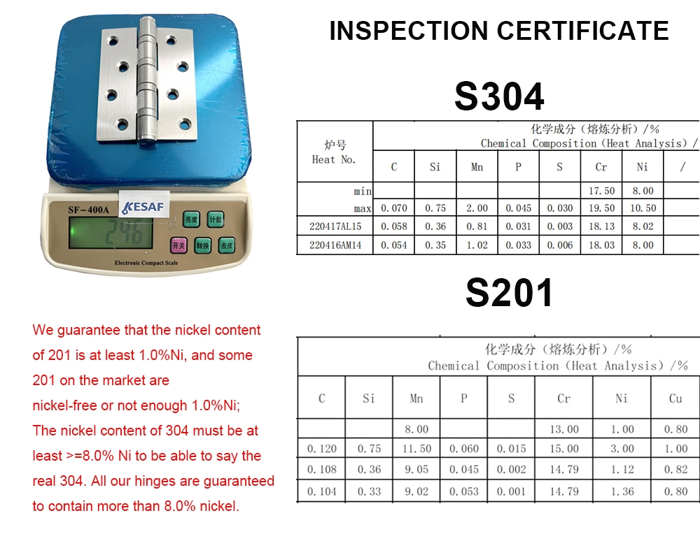 Round Corner 2 Ball Bearing Stainless Steel Different Types of Door Hinges