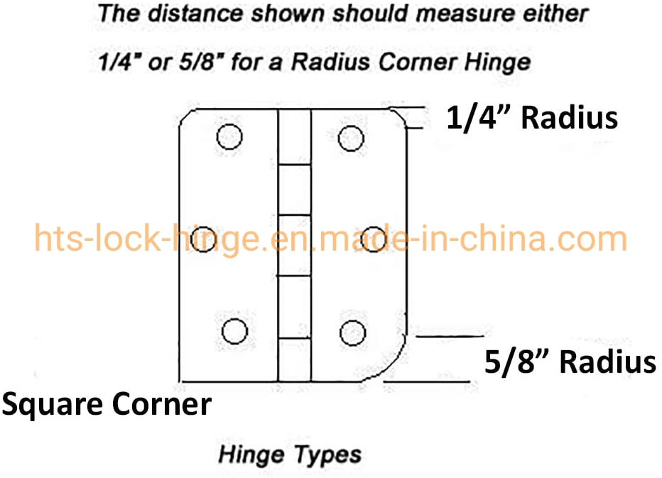 Commercial Square Hinge American Style 3.5 or 4 Inch 1/4 Radius Round Corner Hardware Hinge or Bisagra with Ball Bearing Bisagra Hinge