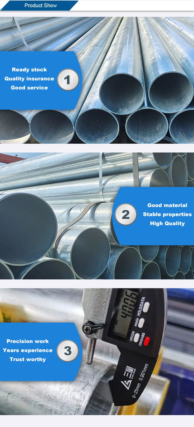 Hot DIP Galvanized Steel Pipe Hot Rolled Round Steel Pipe