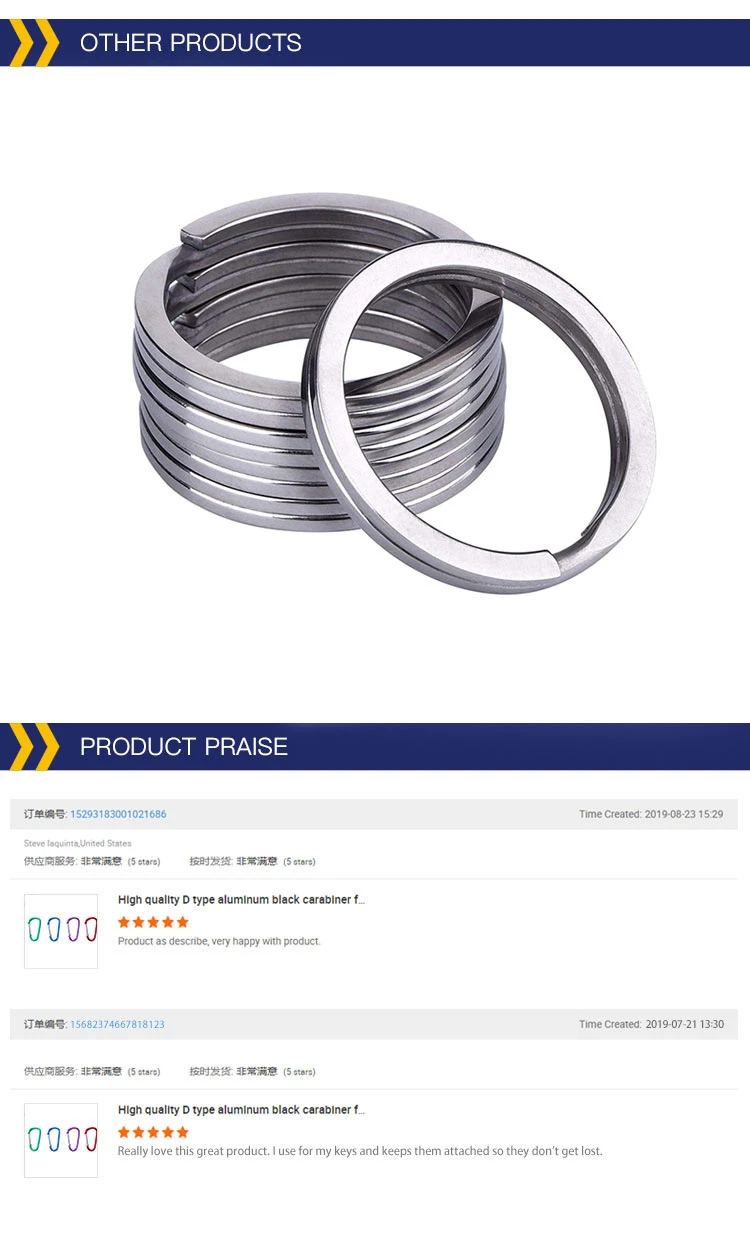 Metal Round Engraved Logo Flat Split Key Ring for Men