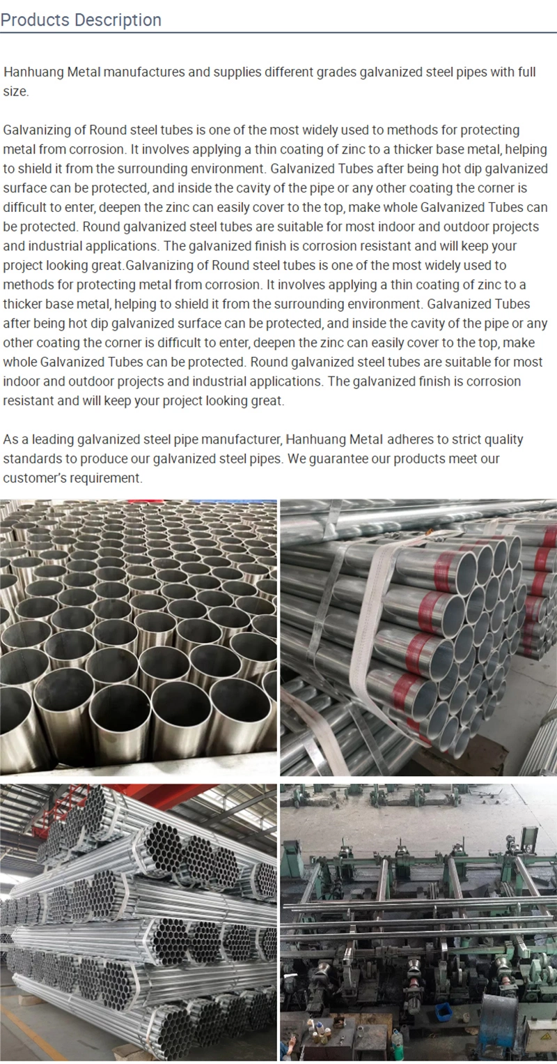 Galvanized Steel Pipe Round Square Tube Supplier Dx51d Dx52D Dx53D Dx54D