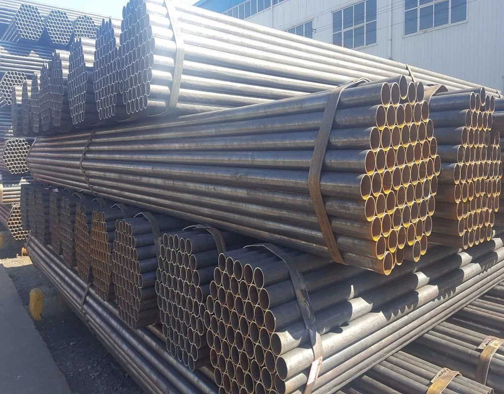ASTM A53m Gr. B Black Round Mild Steel Pipes Carbon Steel Pipe Raw Materials Iron Tube