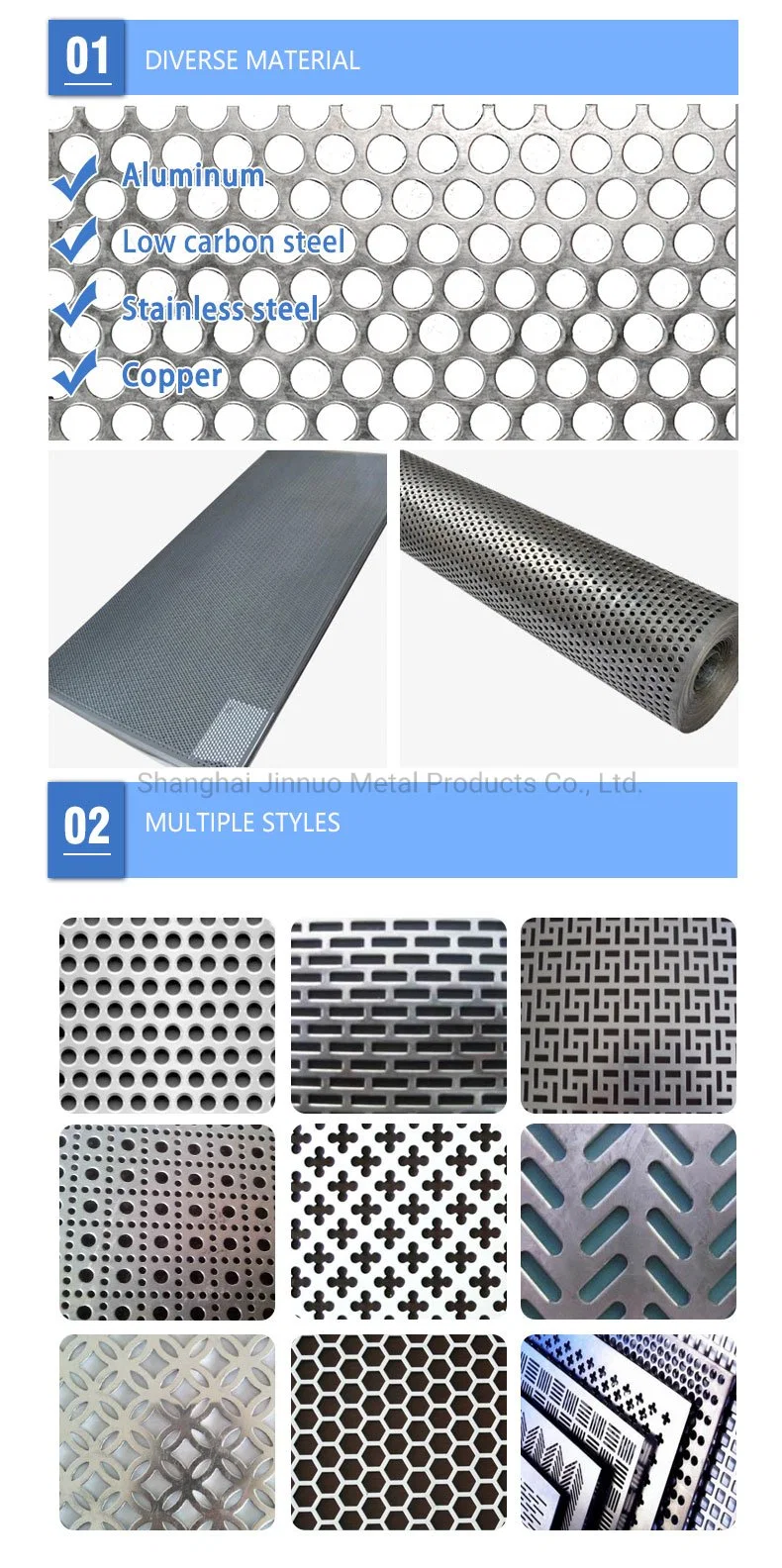 304L 316L Round Hole Perforated Metal Sheet Stainless Steel Slotted Hole Perforated Plate