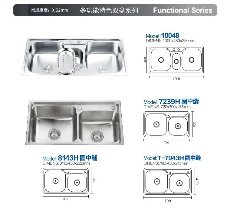 China Wholesale Hiding Gas Pipes Wash Basin Stainless Steel Handmade Kitchen Sink