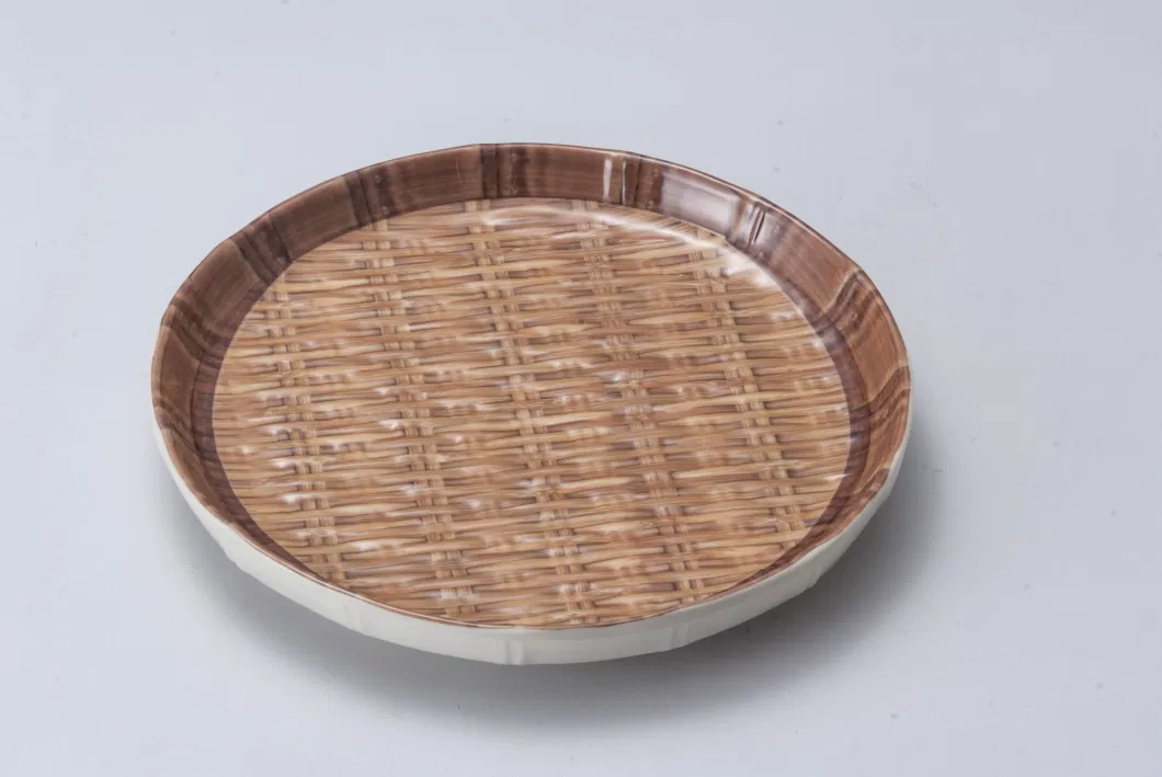 Natural Bamboo 9 Inch Melamine Round Plate