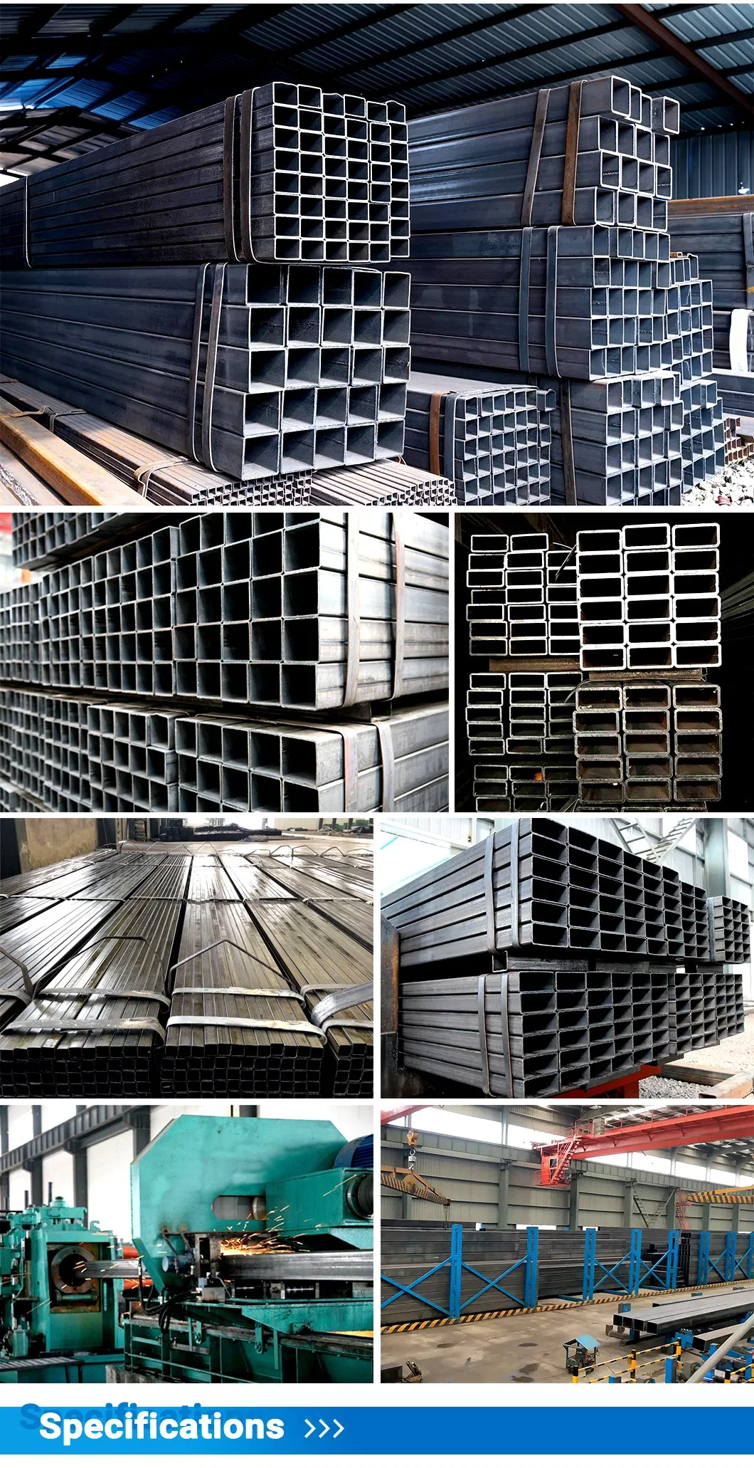 Manufacturer Q390A Q390b Q390c Q390d Q390e Black Painted Square Steel Pipe