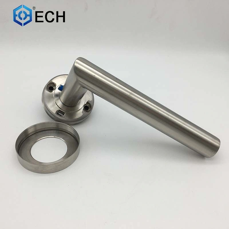 Stainless Steel Round Rosette Tube Wooden Door Hollow Lever Handle