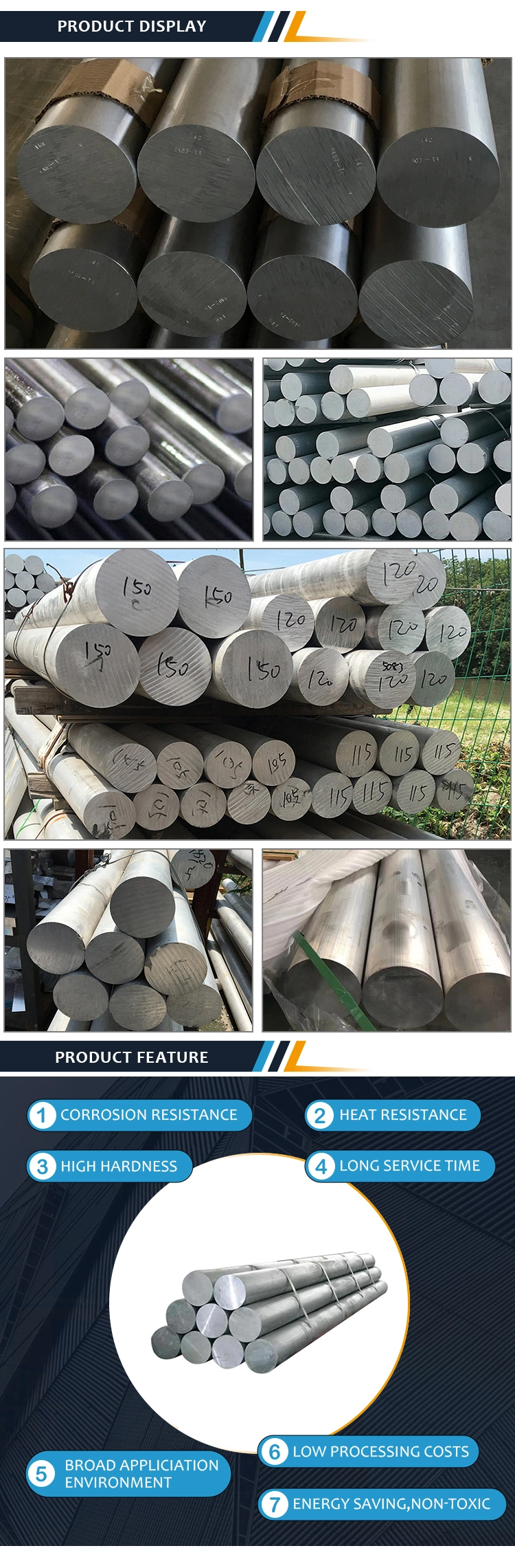 Round Bar Aluminum Rod Price 5083 6061t6 Extruded Aluminium Metal Rods