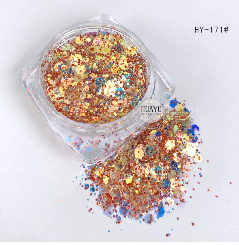 Bright Glitter Powder of Mixture Size for Cosmetic