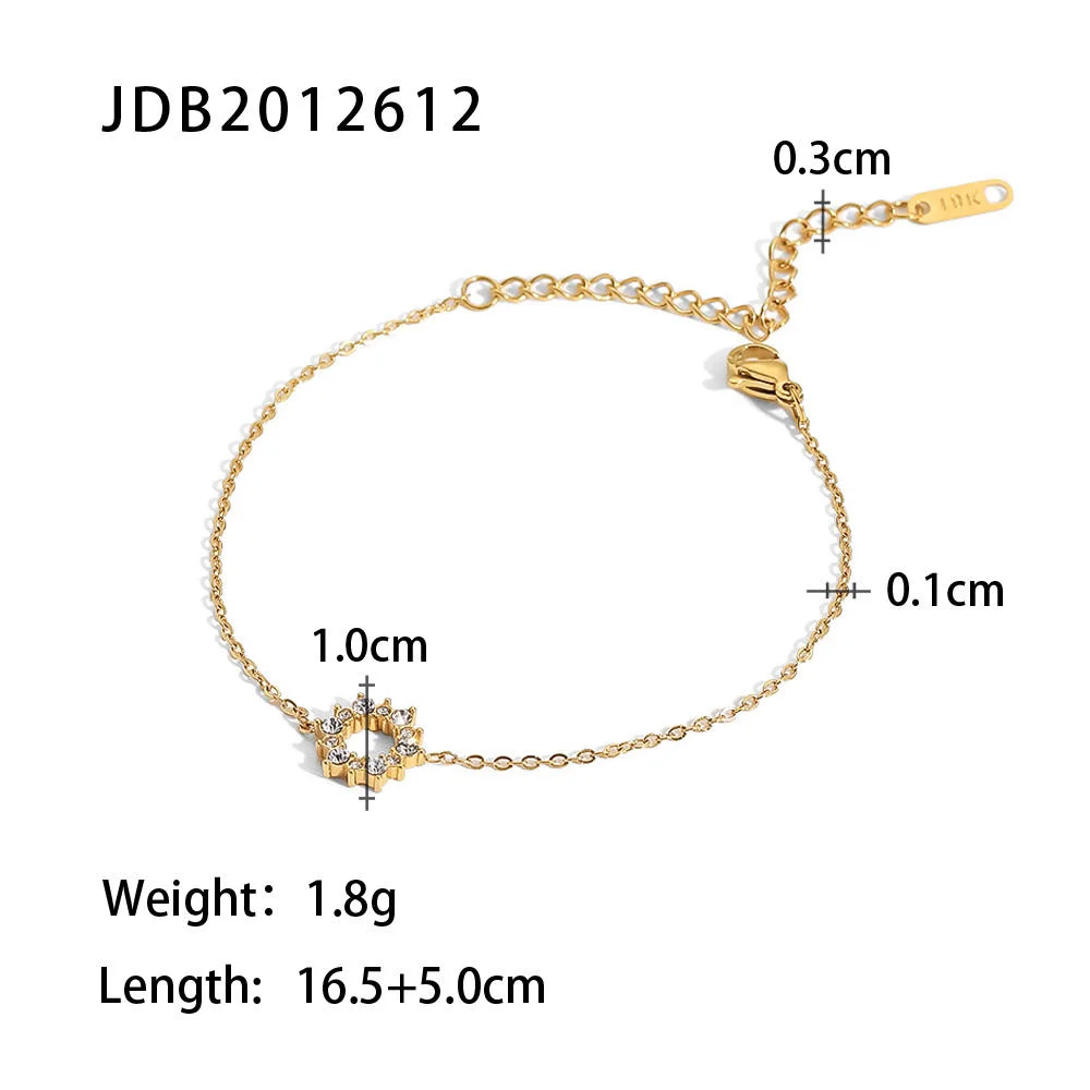 Gold Plated Stainless Steel Green Cubic Zirconia Bracelets