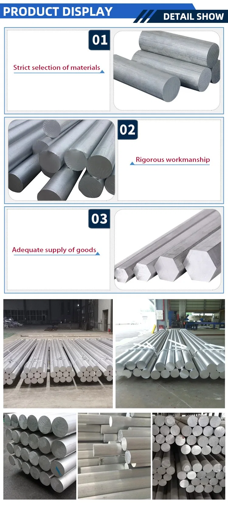 6060 6061 6063 High Quality Solid High Strength Aluminium Round Bar