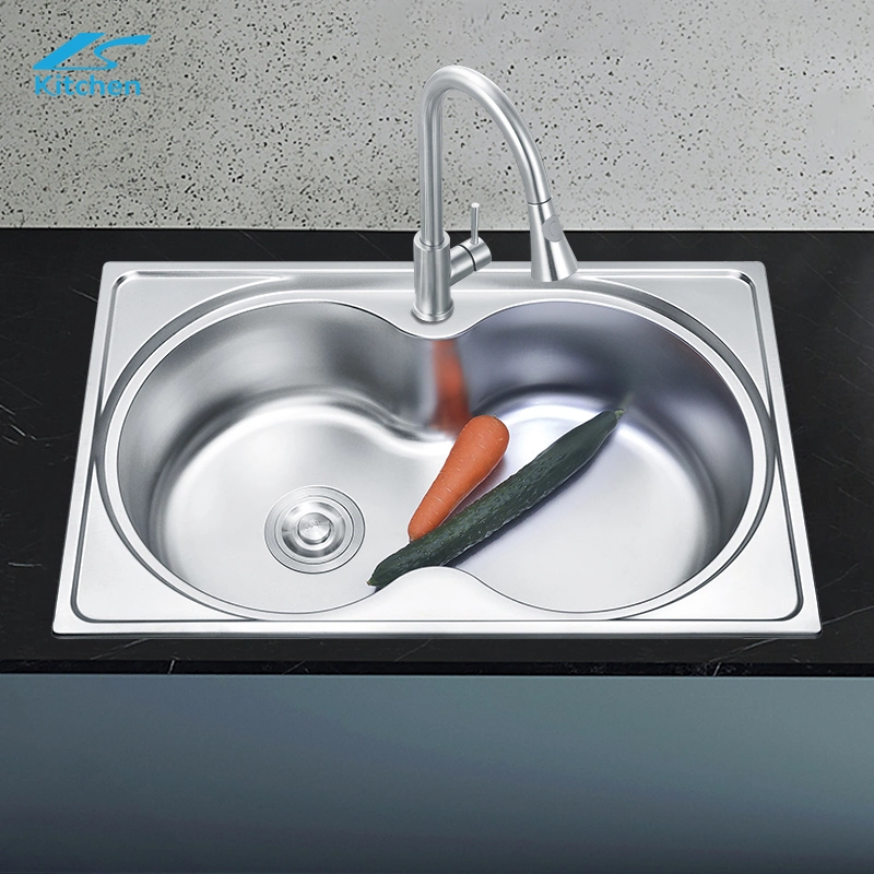 Single Sink Double Semicircle Kitchen Sink with Glass Washer