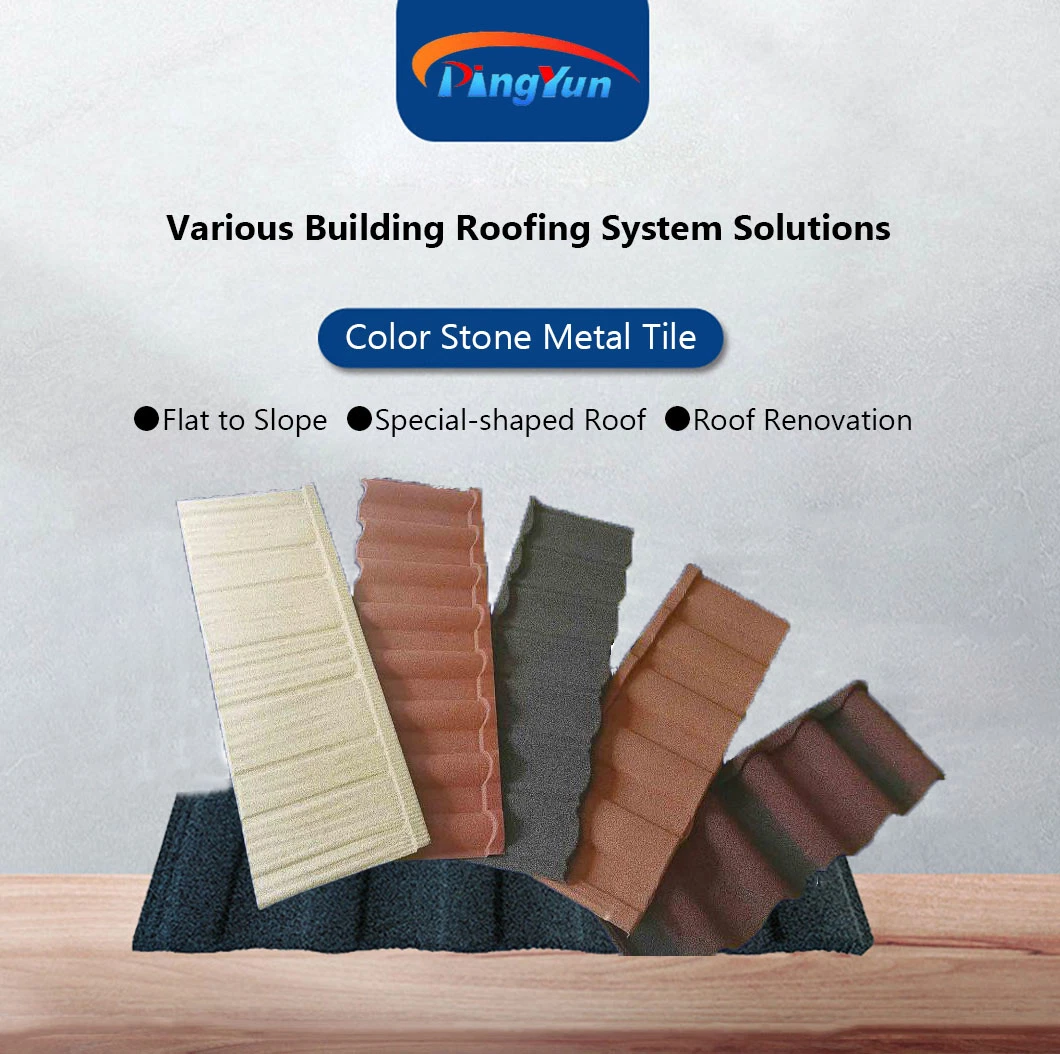 Round Wave Sheet Metal Shingle Stone Coated Roof Tiles for House Villa