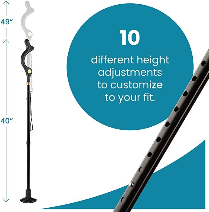 New Design Foldable Adjustable Aluminum Cane Elderly Walking Stick (JGM0019)