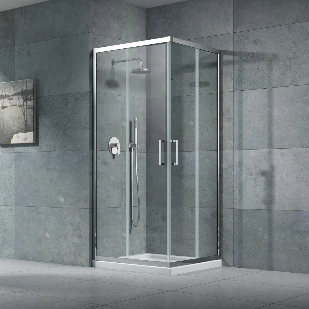 Stainless Steel Tempered Glass Two Sliding Shower Room with Silver Aluminum Frame (JP13)