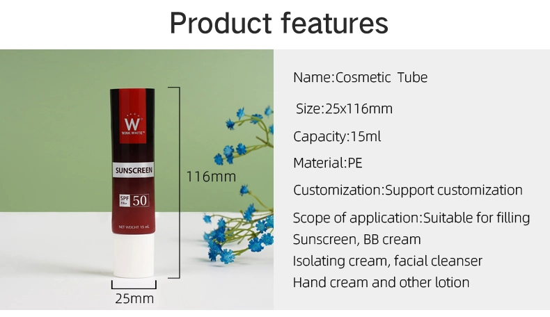15ml Silkscreen Printing Cosmetic Sunscreen Sun Block Cream Tube