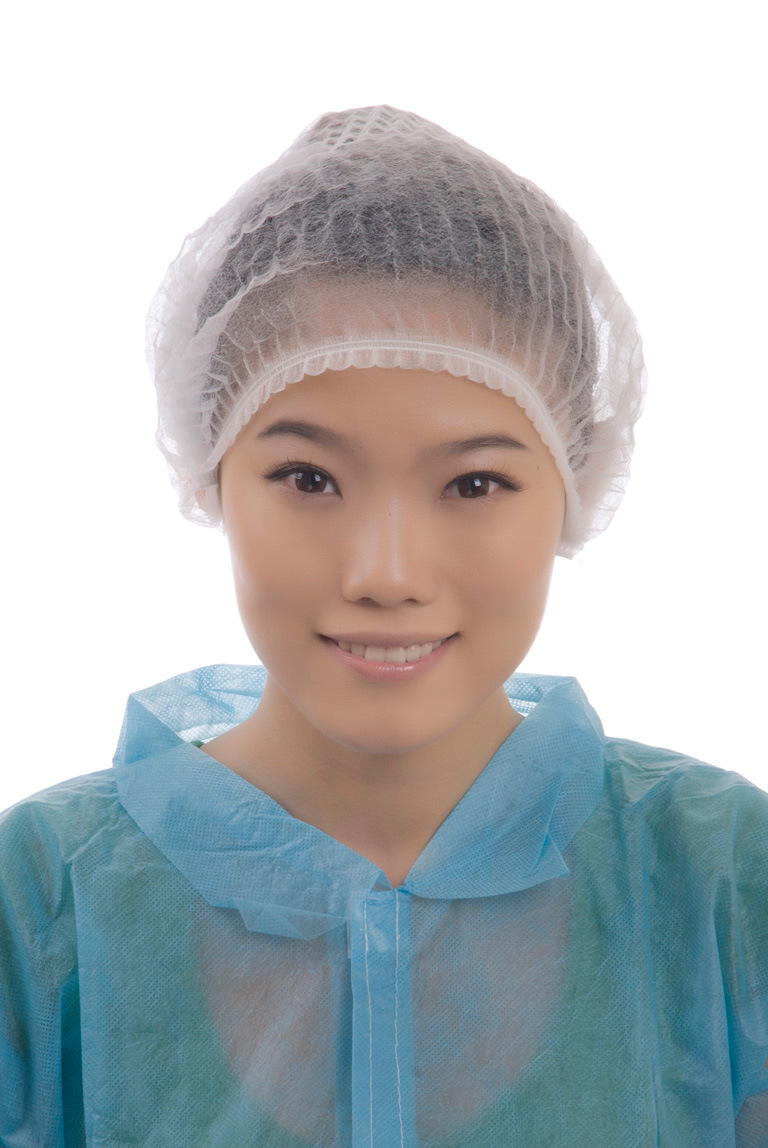 Disposable PP Non Woven Bouffant Cap Surgical Head Cover Round with Double Elastic