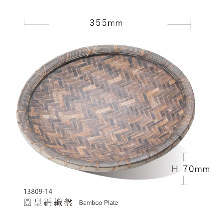 Melamine Bamboo Rattan Round Plate Sets