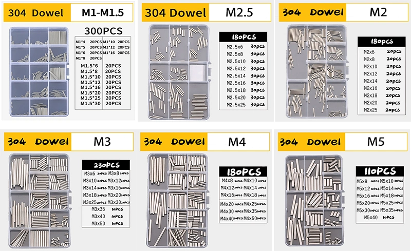 Customized Machining Stainless Steel 304 Round Threaded Knurled Dowel Pin