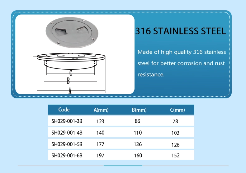 Stainless Steel 316 Boat Floor Round Inspection Plate Access Hatches Boat Deck Cover Plate