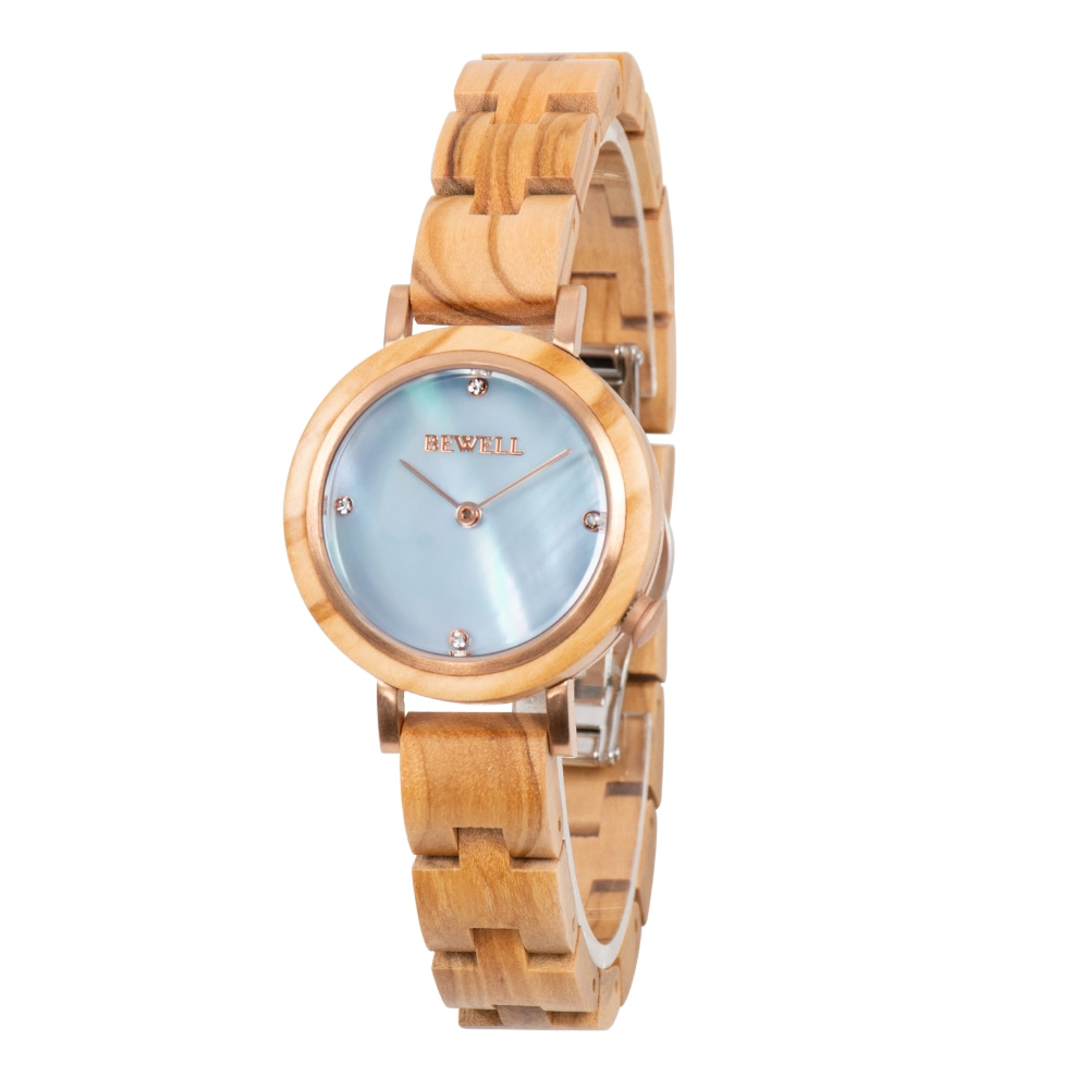 High Quality Waterproof Stainless Steel Back Wooden Watch for Women