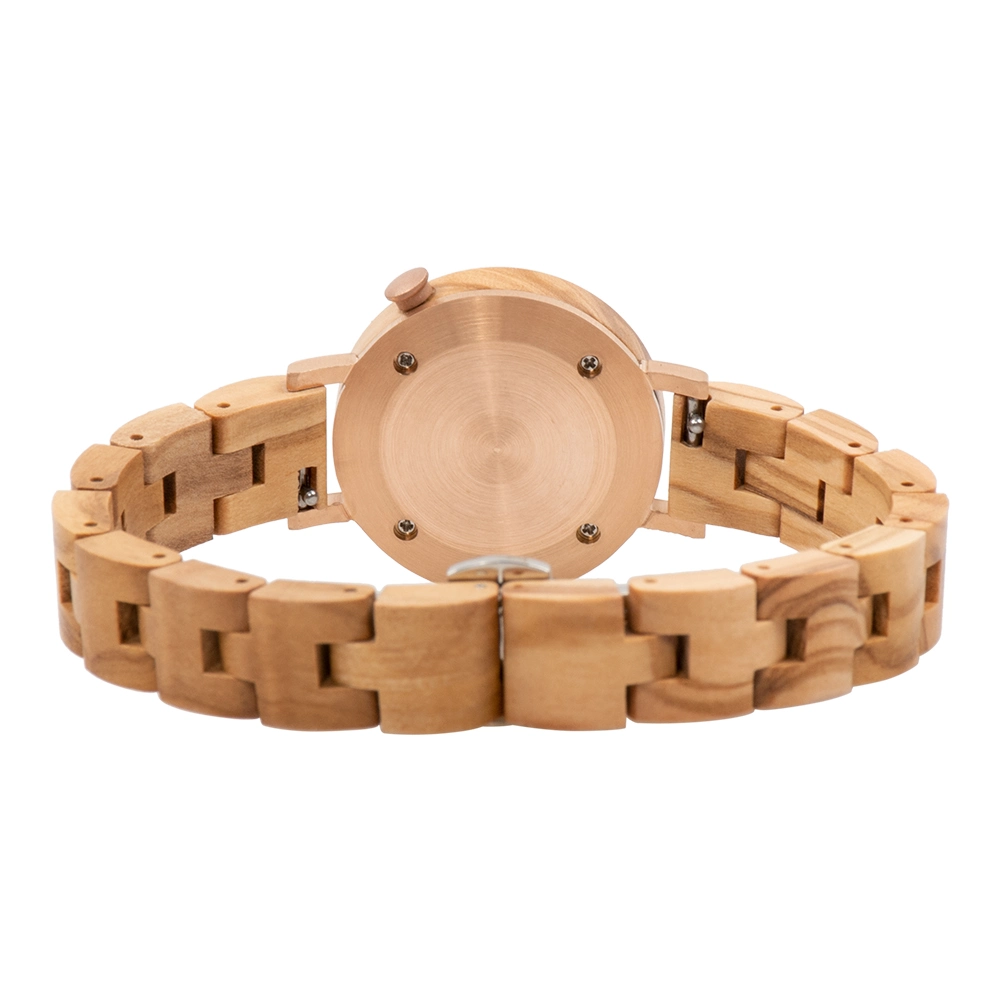 High Quality Waterproof Stainless Steel Back Wooden Watch for Women