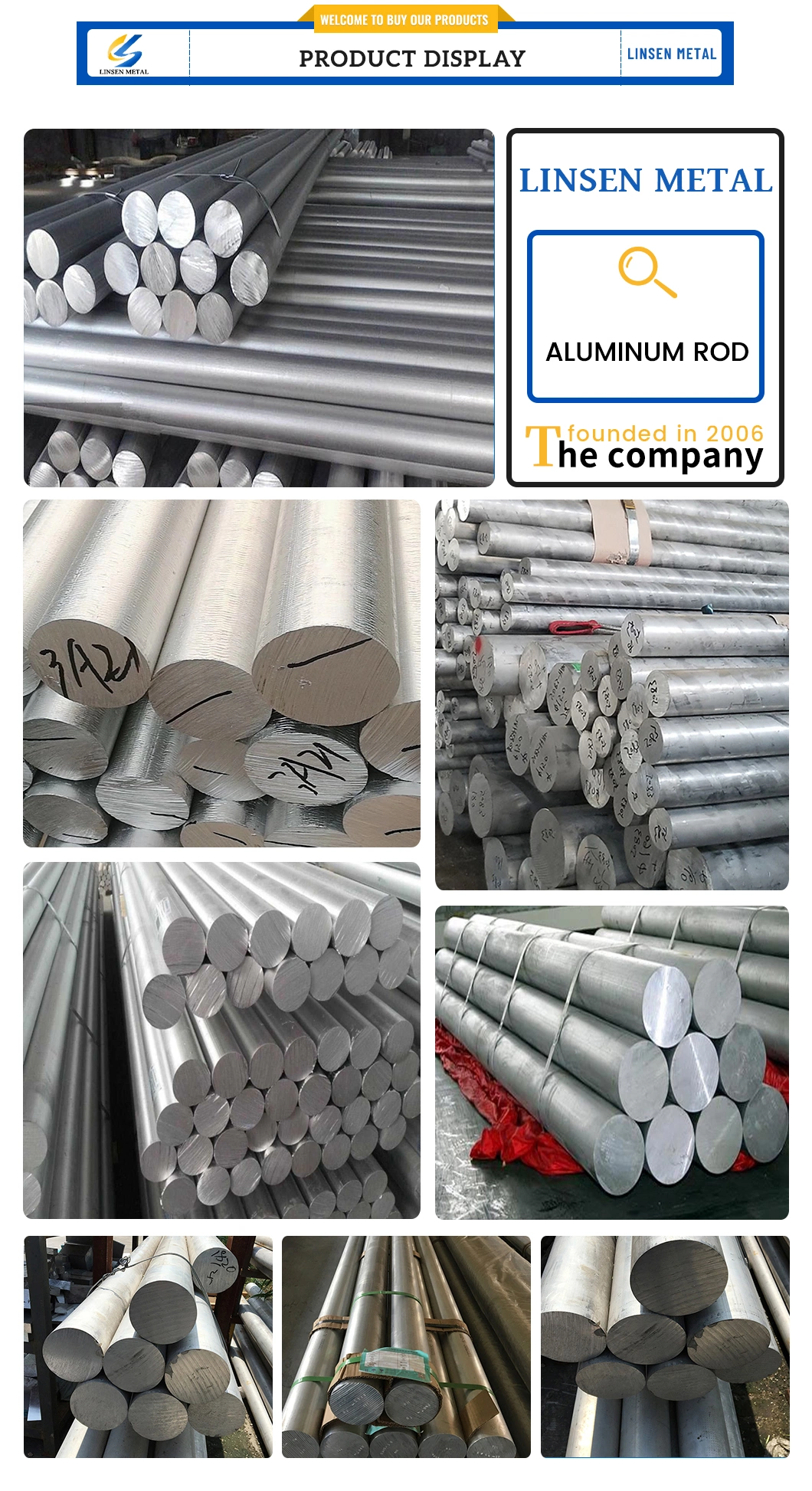 4/5/6/7 Inches in Diameter Factory Direct Supply 6063 6065 Aluminium Round Bar Billets