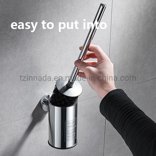 Wall Mounted Round 304 Stainless Steel Toilet Brush Holder Set (NC9898-MB2)